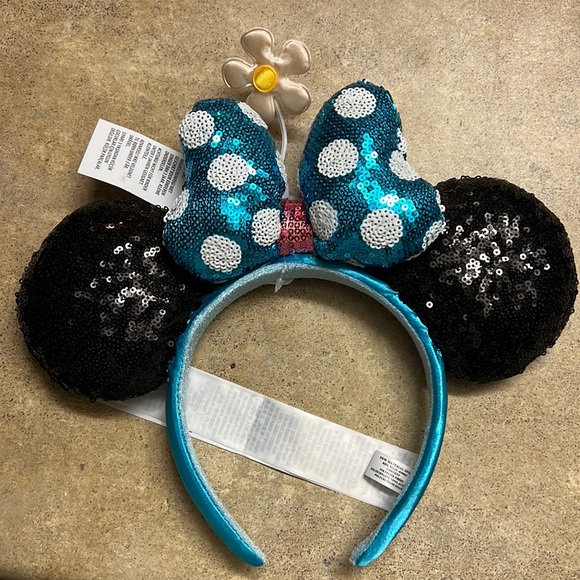 Disney Parks Blue Flower Minnie Bow Ears - Picture 1 of 2